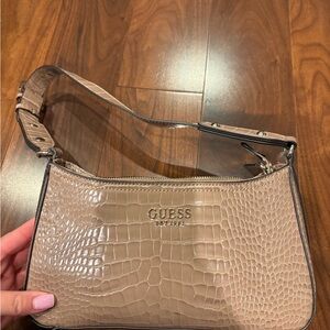 GUESS Embossed Beige Shoulder Bag